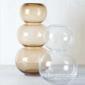 Янтарная стеклянная пузырьковая ваза Broste Tan Glass Vase